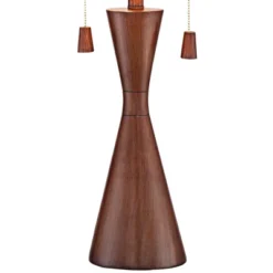 360 Lighting Omar Modern Modern Mid Century Table Lamps 28 3/4" Tall Set Of 2 Brown Wood Oatmeal Tapered Drum Shade For Bedroom Living Room Bedside -360 Lighting GUEST 2c6ea577 1fbf 4923 95d0 6d60e61179f6