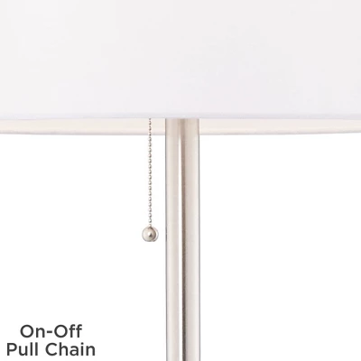 360 Lighting Caper Modern Floor Lamps With Tray Table 60 1/2" Tall Set Of 2 Brushed Nickel USB And Outlet Off White Fabric Drum Shade For Living Room 5 360 Lighting Caper Modern Floor Lamps With Tray Table 60 1/2" Tall Set Of 2 Brushed Nickel USB And Outlet Off White Fabric Drum Shade For Living Room - Image 5