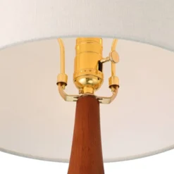 360 Lighting Andi 25" High Mid Century Modern Coastal Table Lamp Blue Green Ceramic Wood Single White Shade Living Room Bedroom Colors May Vary -360 Lighting GUEST 2fa68c7f aad5 4819 b391 986d15571837