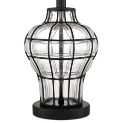 360 Lighting Hudson Rustic Accent Table Lamps 23" High Set Of 2 Bronze Clear Glass USB Charging Port Drum Shade For Bedroom Living Room Bedside Desk -360 Lighting GUEST 312e4b7c fc30 4eb3 8d4b a049ee9e72cb