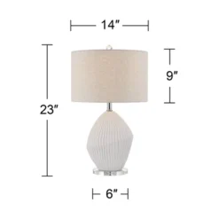 360 Lighting Lara 23" High Small Modern Coastal Accent Table Lamp Sand White Finish Single Oatmeal Shade Living Room Bedroom Bedside Nightstand House -360 Lighting GUEST 31ccded9 a4cf 4621 8066 eb6deae408d1