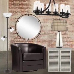 360 Lighting Riley Rustic Farmhouse Torchiere Floor Lamp With Side Lights 72" Tall Painted Bronze Metal Clear Glass Shade For Living Room Reading Home -360 Lighting GUEST 32a35e69 68cb 4d1a a2a8 1b68ea347871