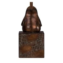 360 Lighting Bird Moderne Rustic Farmhouse Accent Table Lamp 15 1/2" High Sculptural Crackle Bronze Brown Natural Burlap Drum Shade Bedroom Nightstand -360 Lighting GUEST 338fba8f 907f 4b25 8da1 de9e461d7e0c