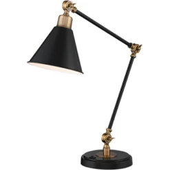 360 Lighting Modern Industrial Desk Table Lamp With USB Charging Port Adjustable 26.75" High Black Antique Brass For Bedroom Bedside Office -360 Lighting GUEST 38f5071e 7139 475a 8557 a6ab2c188d0e