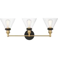 360 Lighting Burke Industrial Wall Light Black Brass Hardwire 28" 3-Light Fixture Clear Glass Shade For Bedroom Bathroom Vanity Reading Living Room 13 360 Lighting Burke Industrial Wall Light Black Brass Hardwire 28" 3-Light Fixture Clear Glass Shade For Bedroom Bathroom Vanity Reading Living Room -360 Lighting GUEST 395dddf0 788d 4823 a875 cea03ab52c47