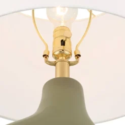 360 Lighting Lyrah 25" High Mid Century Modern Table Lamp Green Glaze Finish Ceramic Single White Shade Living Room Bedroom Bedside Nightstand House -360 Lighting GUEST 39ff0548 341b 4103 bc92 47589fe19cfc