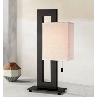 360 Lighting Modern Accent Table Lamp 20.5" High Espresso Bronze Floating Rectangular Oatmeal Box Shade For Living Room Family Bedroom 1 360 Lighting Modern Accent Table Lamp 20.5" High Espresso Bronze Floating Rectangular Oatmeal Box Shade For Living Room Family Bedroom