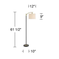 360 Lighting Rayna Mid Century Modern 61 1/2" Tall Standing Floor Lamps Set Of 2 Lights Downbridge Task Foot Switch Black Gold Living Room Bedroom -360 Lighting GUEST 3cf4333c 3471 4ee9 80a6 549e38c081d7