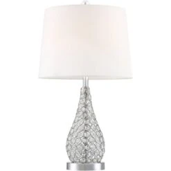 360 Lighting Sergio Modern Accent Table Lamps 23 1/2" High Set Of 2 Acrylic Chrome USB Charging Port White Drum For Bedroom Living Room Bedside Desk -360 Lighting GUEST 3d608808 3ba7 4e26 a7d0 3bc2d1e50e10