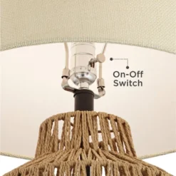 360 Lighting San Marcos Modern Coastal Table Lamp 27" Tall Natural Wicker Oatmeal Drum Shade For Bedroom Living Room Bedside Nightstand Office Kids -360 Lighting GUEST 3f3ebd5c 5e4e 40f7 9df8 887bbb794941