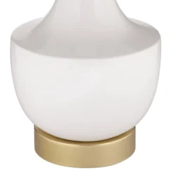 360 Lighting Nesbit Modern Mid Century Table Lamps 25" High Set Of 2 White Ceramic With USB Charging Port Drum Shade For Bedroom Living Room Bedside -360 Lighting GUEST 4091fd95 6789 4c3e 87bb 8a826b13bf27