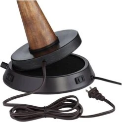 360 Lighting Modern Table Lamp With Dimmable USB And Outlet Workstation Base 24.5" High Bronze Tan Fabric Cylinder For Living Room Desk Bedroom -360 Lighting GUEST 41c5ffa2 ce2c 4bcb 91c4 6647179648af 1