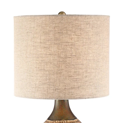 360 Lighting Emma 21" High Small Mid Century Modern Accent Table Lamps Set Of 2 Brown Wood Finish Ceramic Oatmeal Shade Living Room Bedroom Bedside 8 360 Lighting Emma 21" High Small Mid Century Modern Accent Table Lamps Set Of 2 Brown Wood Finish Ceramic Oatmeal Shade Living Room Bedroom Bedside - Image 8