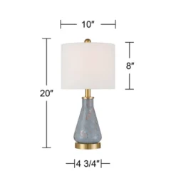 360 Lighting Alexia 20" High Small Modern Accent Table Lamps Set Of 2 Gold Blue Finish Glass White Shade Living Room Bedroom Bedside Nightstand House -360 Lighting GUEST 430fc3ec b4fc 4be0 940c 016036d54cb9