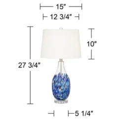 360 Lighting Marnie Modern Coastal Table Lamp 28" Tall Blue Art Glass White Fabric Drum Shade For Bedroom Living Room Bedside Nightstand Office House 10 360 Lighting Marnie Modern Coastal Table Lamp 28" Tall Blue Art Glass White Fabric Drum Shade For Bedroom Living Room Bedside Nightstand Office House -360 Lighting GUEST 460962ae b5d4 4c3e bb01 0ba70c38f1da
