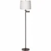 360 Lighting Modern Swing Arm Floor Lamp 60.5" Tall Bronze Off White Self Trim Fabric Drum Shade For Living Room Reading Bedroom Office
