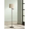 360 Lighting Modern Swing Arm Floor Lamp 60.5" Tall Bronze Natural Linen Drum Shade For Living Room Reading Bedroom Office