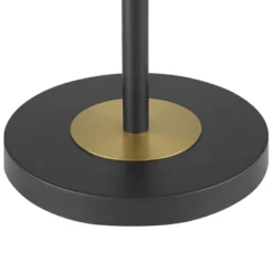 360 Lighting Rayna Mid Century Modern Downbridge Floor Lamp 61 1/2" Tall Black Gold Metal Off White Linen Drum Shade For Living Room Reading Bedroom -360 Lighting GUEST 47d754a6 3eee 4f15 a93c 56ac488915fa