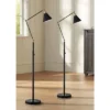 360 Lighting Wray Mid Century Modern 61" Tall Standing Floor Lamps Set Of 2 Lights Task Adjustable Black Metal Antique Brass Finish Living Room House