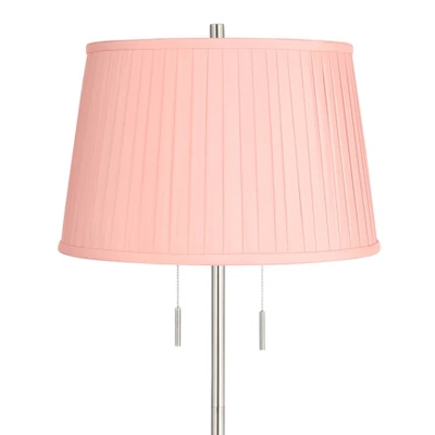 360 Lighting Abba Modern 66" Tall Standing Floor Lamp Skinny Pole Pull Chain Silver Metal Brushed Nickel Finish Living Room Pleated Peach Pink Shade 1 360 Lighting Abba Modern 66" Tall Standing Floor Lamp Skinny Pole Pull Chain Silver Metal Brushed Nickel Finish Living Room Pleated Peach Pink Shade