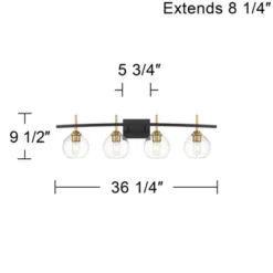360 Lighting Duka 36 1/4" Wide 4-Light Black And Gold Bath Light -360 Lighting GUEST 4b5ed807 be59 40b2 a490 598435248513