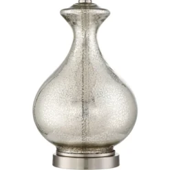 360 Lighting Albert Modern Table Lamp 24 3/4" High Mercury Glass Gourd Oatmeal Drum Shade For Bedroom Living Room Bedside Nightstand Office Kids House -360 Lighting GUEST 4bd7e1b8 6f32 476a b62b bc61b99c0be3