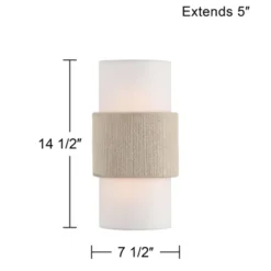 360 Lighting Cabo 14 1/2" Linen And Rope 2-Light Wall Sconce -360 Lighting GUEST 4c3fd596 b9bf 40c3 9cd1 5f7ea01bd73f