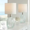360 Lighting Rita 14 3/4" High Small Modern Accent Table Lamps Set Of 2 WiFi Smart Socket Blue-Green Glass Living Room Bedroom Bedside Nightstand