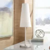 360 Lighting Snippet 26" High Modern Accent Table Lamps Set Of 2 Silver Brushed Nickel Finish Metal White Shade Living Room Bedroom Bedside Nightstand
