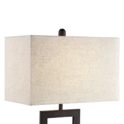 360 Lighting Todd Modern Table Lamp 30" Tall Bronze Rectangular With USB And AC Power Outlet In Base Oatmeal Fabric Shade For Living Room Office House -360 Lighting GUEST 4e720662 41b0 47dd 8c3c d629fb6b962d