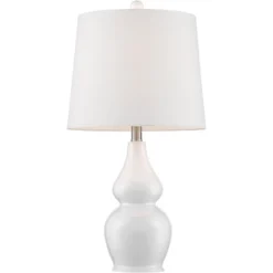 360 Lighting Jane 25" High Mid Century Modern Table Lamps Set Of 2 WiFi Smart Socket White Ceramic Living Room Bedroom Bedside Nightstand Office Home -360 Lighting GUEST 4f7c18f2 8e19 417a 84db e321dbcf7843