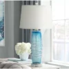 360 Lighting Artic 28 1/2" Tall Modern Coastal End Table Lamp Handcrafted Blue Sea Art Glass Single White Shade Living Room Bedroom (Colors May Vary)