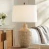 360 Lighting Delon 26 1/2" Tall Jar Farmhouse Rustic Country Cottage Table Lamp Brown Beige Terra Cotta Finish Single White Shade Living Room Bedroom
