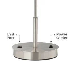 360 Lighting Nikola Modern Accent Table Lamps 23 3/4" High Set Of 2 Silver With USB And AC Power Outlet In Base White Drum Shade For Bedroom Home Desk -360 Lighting GUEST 50797682 793f 49bf a033 7b91b524b77b