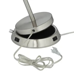 360 Lighting Reiner Modern Accent Table Lamp 23" High Blue Green Glass Nickel With USB And AC Power Outlet In Base Off White Drum Shade For Home Desk -360 Lighting GUEST 523434d5 7226 40c4 a87c e684a313717b 1