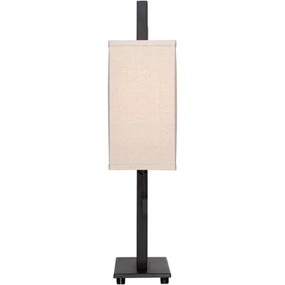 360 Lighting Modern Accent Table Lamps 20.5" High Set Of 2 Espresso Bronze Metal Open Rectangular Oatmeal Box Shade For Living Room Family 4 360 Lighting Modern Accent Table Lamps 20.5" High Set Of 2 Espresso Bronze Metal Open Rectangular Oatmeal Box Shade For Living Room Family - Image 4
