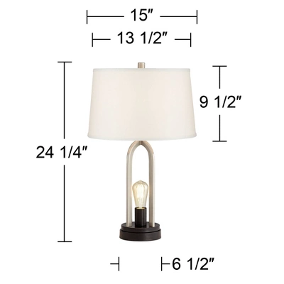360 Lighting Marcel Modern Table Lamps Set Of 2 24 1/4" High Brushed Nickel With LED Nightlight USB Charging Port White Shade For Bedroom House Desk 5 360 Lighting Marcel Modern Table Lamps Set Of 2 24 1/4" High Brushed Nickel With LED Nightlight USB Charging Port White Shade For Bedroom House Desk - Image 5