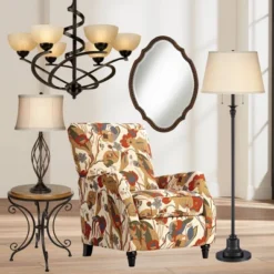 360 Lighting Spenser Rustic Farmhouse Floor Lamp 58" Tall Oiled Bronze Metal Off White Linen Empire Shade For Living Room Bedroom Office House Home -360 Lighting GUEST 57031630 fc96 462d 85dc b743edcb803c