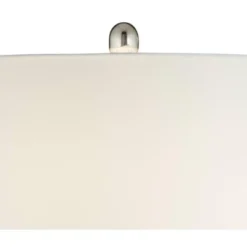 360 Lighting Modern Table Lamps 27 3/4" Tall Set Of 2 With USB Charging Port Blue Glass White Drum Shade For Living Room Bedroom -360 Lighting GUEST 5708f116 ad7a 40ca 8dc4 641edaac2e3f