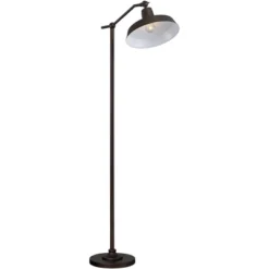 360 Lighting Kayne Rustic Farmhouse Floor Lamp Standing 61" Tall Satin Bronze Metal Downbridge Shade For Living Room Reading Bedroom Office House Home -360 Lighting GUEST 587e4316 8536 49c7 9847 fea0b08705a3