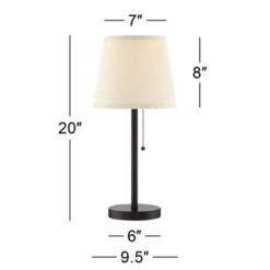 360 Lighting Modern Desk Table Lamp With Hotel Style USB And AC Power Outlet In Base 20" High Bronze Metal Oatmeal Drum Shade For Bedroom Office -360 Lighting GUEST 5891034f df1a 47c7 97c8 035675024370
