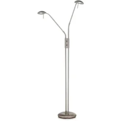 360 Lighting Casper Traditional Pharmacy Floor Lamp 63" Tall Brushed Nickel 2-Light LED Adjustable Arm Swivel Head For Living Room Bedroom -360 Lighting GUEST 5901084f a1bf 42e5 911c 0c927fb67b57