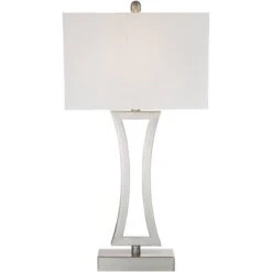 360 Lighting Roxie Modern Table Lamps Set Of 2 With White Marble Risers 31" Tall Brushed Nickel Off White Fabric Shade For Bedroom Living Room Bedside -360 Lighting GUEST 59972a91 2dc4 41e4 8e6a 51250034fbc0 1