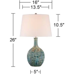 360 Lighting Mid Century Modern Table Lamps 26" High Set Of 2 Ceramic Teal Glaze Handcrafted White Empire Shade For Living Room (Colors May Vary) -360 Lighting GUEST 5aff1181 35c1 46b3 af3b 824ee95d8ba0