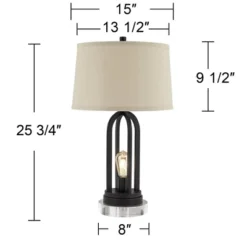 360 Lighting Marcel Industrial Table Lamps Set Of 2 With Round Risers 24 1/4" High Black LED Nightlight USB Port Natural Shade For Living Room Desk 13 360 Lighting Marcel Industrial Table Lamps Set Of 2 With Round Risers 24 1/4" High Black LED Nightlight USB Port Natural Shade For Living Room Desk -360 Lighting GUEST 5b3d7b39 5f05 45b5 b671 1935b16b1722