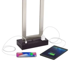 360 Lighting Todd 30" Tall Large Modern End Table Lamps Set Of 2 USB Port AC Power Outlet Silver Brushed Nickel Finish Metal Living Room Charging -360 Lighting GUEST 5ece54ef 89a6 49e1 a9e9 a6225a7c421d