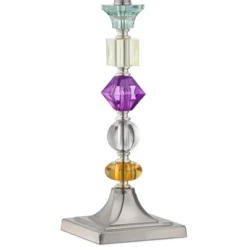 360 Lighting Bijoux Modern Table Lamps 25 1/2" High Set Of 2 Clear Stacked Gem Purple Bell Shade For Bedroom Living Room Bedside Nightstand Office -360 Lighting GUEST 5f5ed30d cb29 47a7 a9d4 2720d8d2e6b9