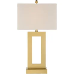 360 Lighting Marshall Modern Table Lamp With White Marble Riser 30" Tall Champagne Gold Oatmeal Shade For Bedroom Living Room Bedside Nightstand House -360 Lighting GUEST 5ff58031 c191 4058 9b71 2b84e42b21e6