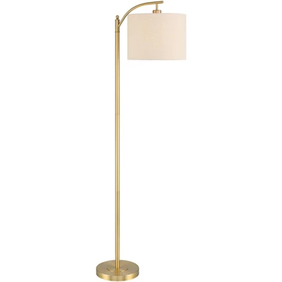 360 Lighting Modern Downbridge Floor Lamp 61 1/2" Tall Warm Gold Metal Off-White Linen Drum Shade For Living Room Reading Bedroom 5 360 Lighting Modern Downbridge Floor Lamp 61 1/2" Tall Warm Gold Metal Off-White Linen Drum Shade For Living Room Reading Bedroom - Image 5