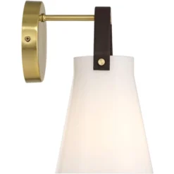 360 Lighting Ashley 10 1/2" High Antique Brass And Leather Wall Sconce -360 Lighting GUEST 6159c290 b546 47dc a45a 71ad4e887c9c